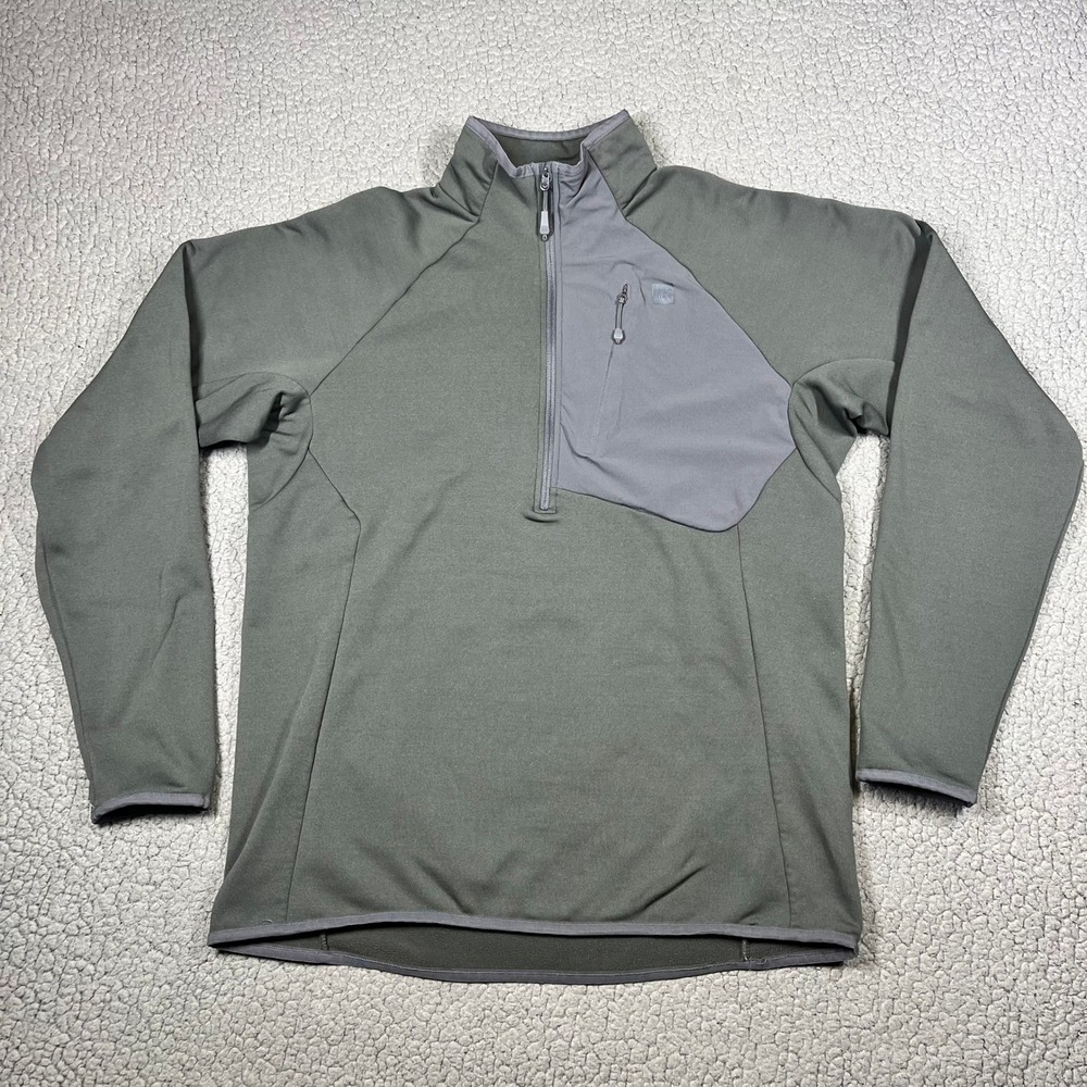 MEC 1/4 Zip Pullover Mens M Fleece Lined Hiking Green Gorpcore